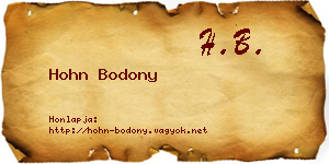 Hohn Bodony névjegykártya